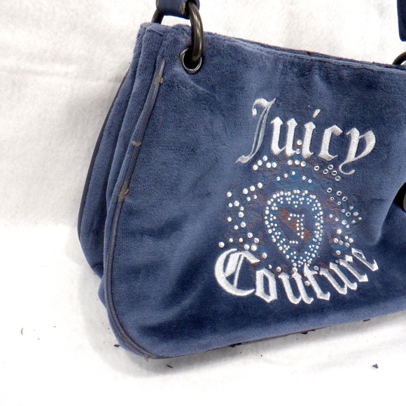 JUICY COUTURE Blue Velour Purse * Needs Repair * - Picture 11 of 11